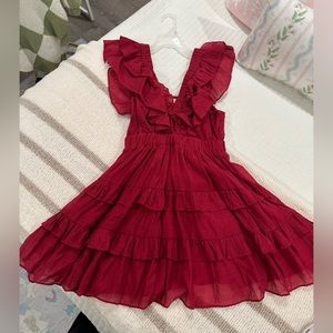 red ruffle dress
